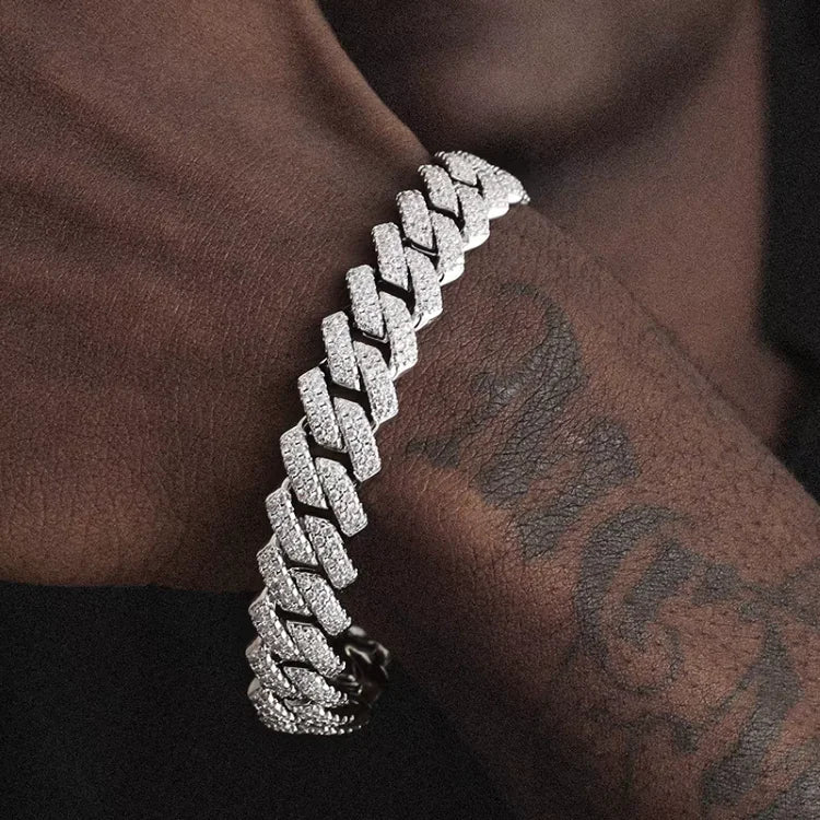 VVS Moissanite Cuban Link Bracelet 14K Gold