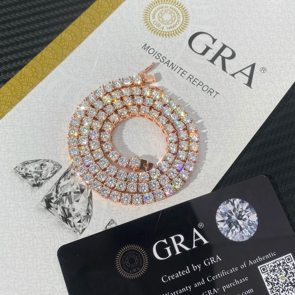 6.5MM VVS Moissanite Tennis Chain 14K Gold