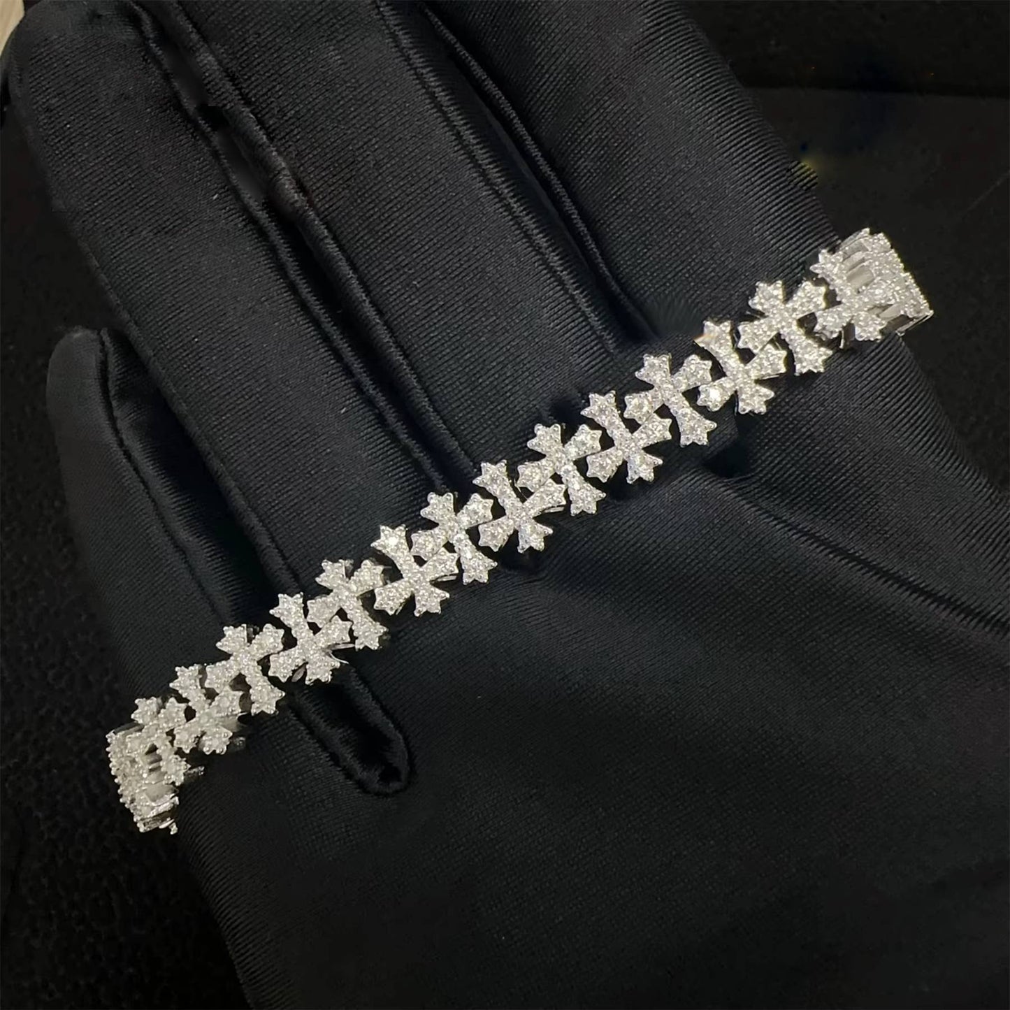 10MM VVS Cross Link Bracelet 14K Gold