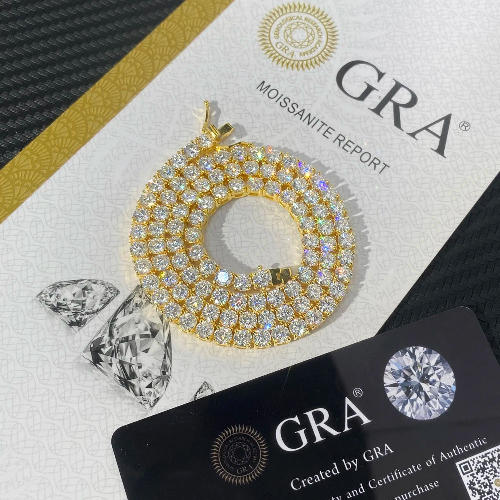 6.5MM VVS Moissanite Tennis Chain 14K Gold