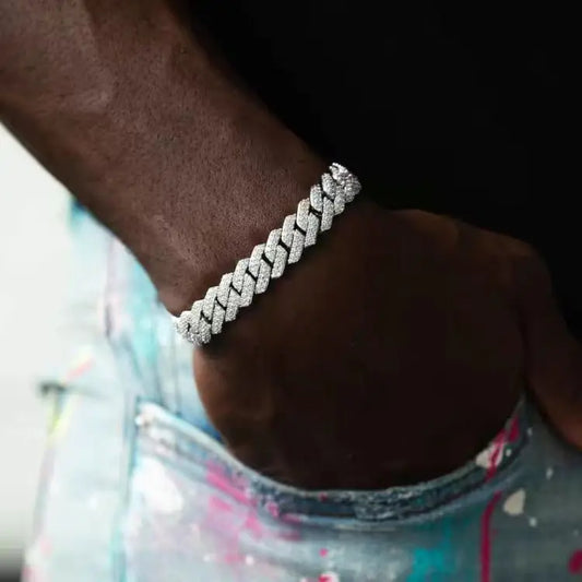 VVS Moissanite Cuban Link Bracelet 14K Gold