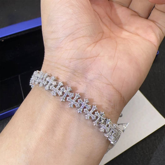 10MM VVS Cross Link Bracelet 14K Gold